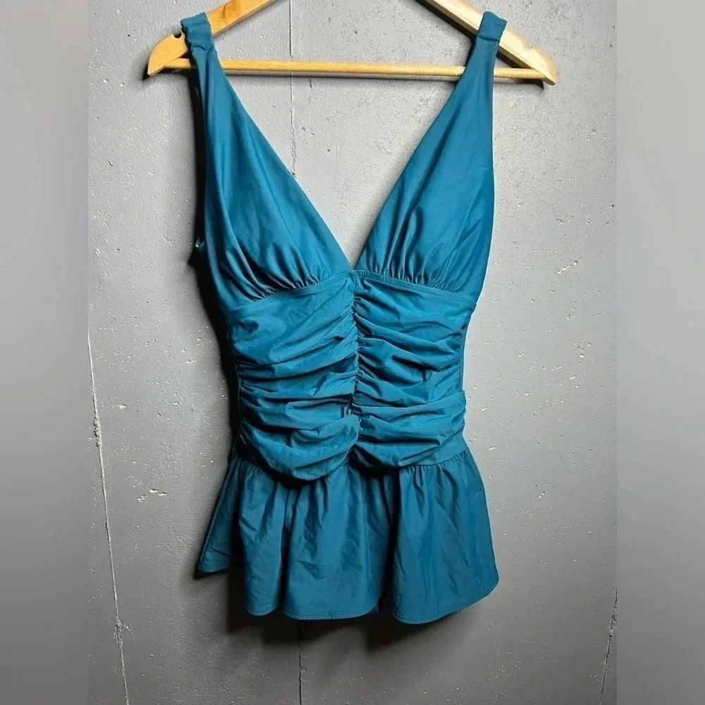 Shape Fx Teal Bathing Suit Swim Dress